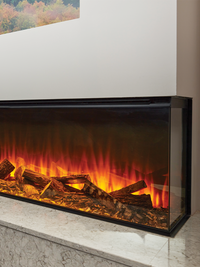 Side view of the British Fires New Forest 2400 electric fire, showcasing its sleek design and modern finish.