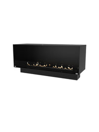 Front view of the Decoflame Montreal 1200mm bioethanol fireplace with sleek glass panel and modern stainless steel finish.