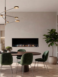 Side view of the Decoflame Montreal 1200mm bioethanol fireplace showcasing the sleek glass panel and modern design.